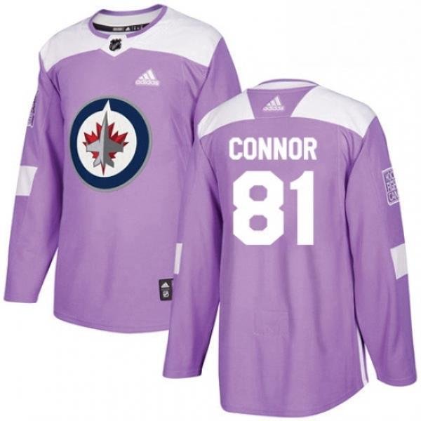 Youth Adidas Winnipeg Jets 81 Kyle Connor Authentic Purple Fights Cancer Practice NHL Jersey