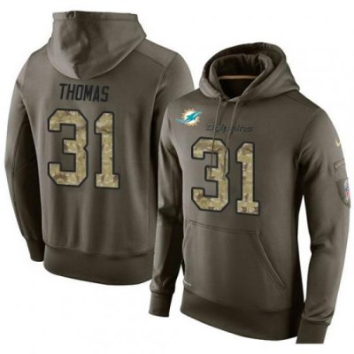 NFL Nike Miami Dolphins 31 Michael Thomas Green Salute To Service Mens Pullover Hoodie