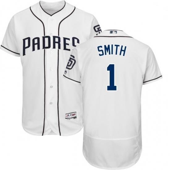 Mens Majestic San Diego Padres 1 Ozzie Smith White Home Flexbase Authentic Collection MLB Jersey