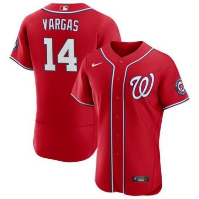 Men Washington Nationals 14 Ildemaro Vargas Red Flex Base Stitched MLB Jersey