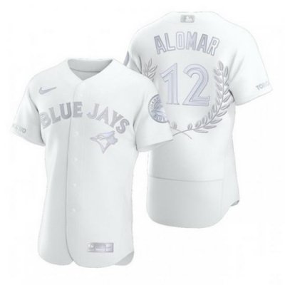 Blue Jays 12 Roberto Alomar White Nike Flexbase Fashion Jersey