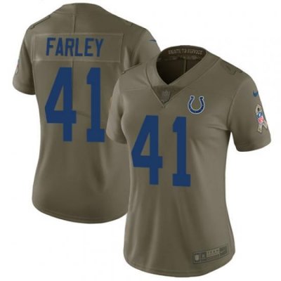 Nike Colts #41 Matthias Farley Olive Womens Stitched NFL Limited 2017 Salute to Service Jersey