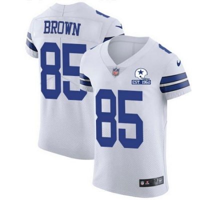 Nike Cowboys 85 Noah Brown White Men Stitched With Established In 1960 Patch NFL New Elite Jersey