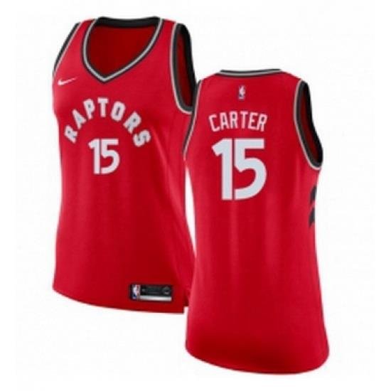 Womens Nike Toronto Raptors 15 Vince Carter Swingman Red Road NBA Jersey Icon Edition