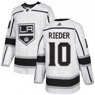 Mens Adidas Los Angeles Kings 10 Tobias Rieder Authentic White Away NHL Jersey