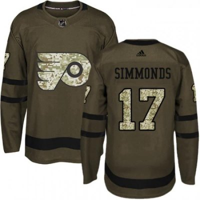 Youth Adidas Philadelphia Flyers 17 Wayne Simmonds Authentic Green Salute to Service NHL Jersey