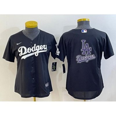 Women Los Angeles Dodgers Black Team Big Logo Stitched Jersey