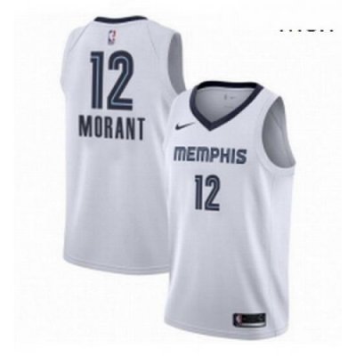 Mens Nike Memphis Grizzlies 12 Ja Morant White NBA Swingman Association Edition Jersey