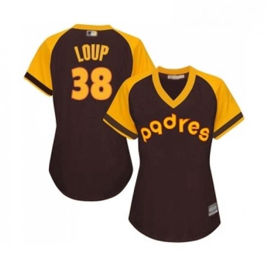 Womens San Diego Padres 38 Aaron Loup Replica Brown Alternate Cooperstown Cool Base Baseball Jersey