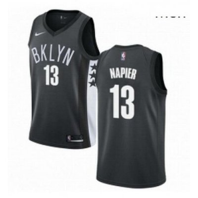 Mens Nike Brooklyn Nets 13 Shabazz Napier Swingman Gray NBA Jersey Statement Edition