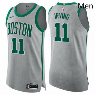 Mens Nike Boston Celtics 11 Kyrie Irving Authentic Gray NBA Jersey City Edition