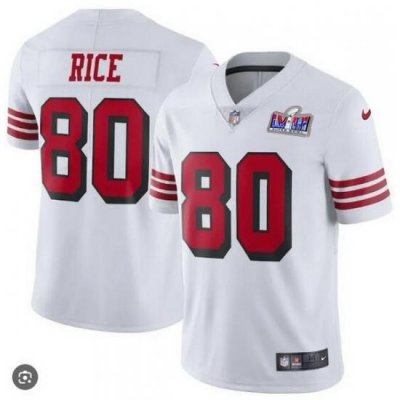 Women San Francisco 49ers 80 Jerry Rice White Throwback Vapor Untouchable Stitched Football 2024 Super Bowl LVIII Jersey