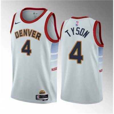 Men Denver Nuggets 4 Hunter Tyson White 2023 Draft Icon Edition Stitched Basketball Jersey