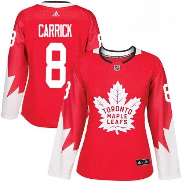 Womens Adidas Toronto Maple Leafs 8 Connor Carrick Authentic Red Alternate NHL Jersey