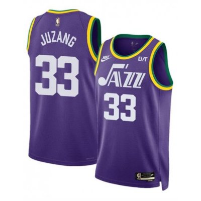 Men Utah Jazz 33 Johnny Juzang Purple 2023 Classic Edition Stitched Basketball Jersey