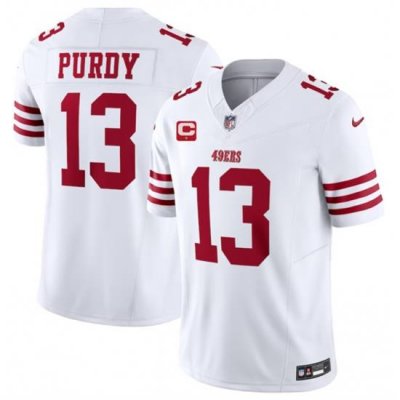 Men San Francisco 49ers 13 Brock Purdy White 2023 F U S E  With 1 Star C Patch Vapor Untouchable Limited Stitched Football Jersey