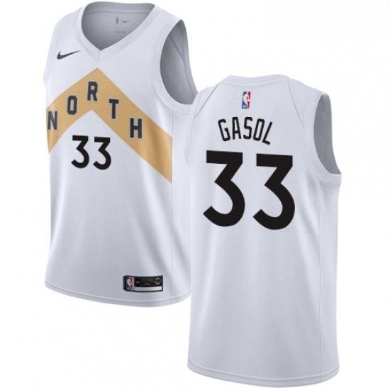 Mens Nike Toronto Raptors 33 Marc Gasol White NBA Swingman City Edition 2018 19 Jersey