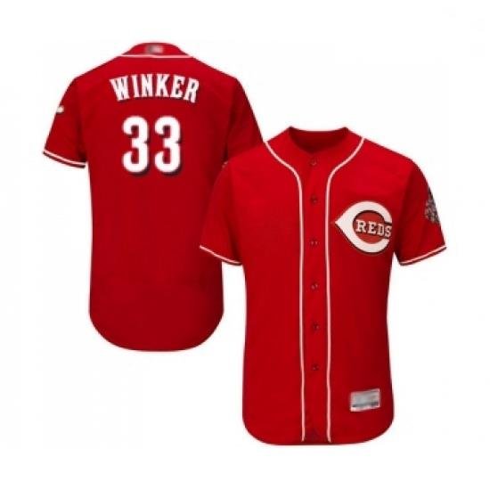 Mens Cincinnati Reds 33 Jesse Winker Red Alternate Flex Base Authentic Collection Baseball Jersey