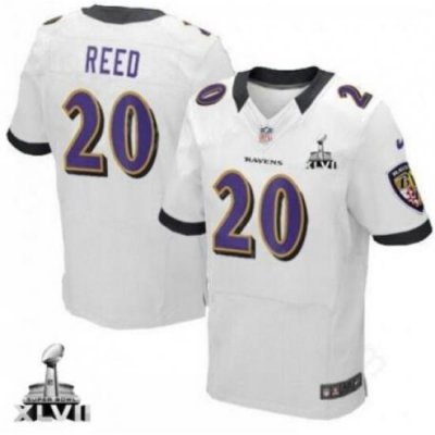 Men Ravens #20 Reed White Elite Jersey