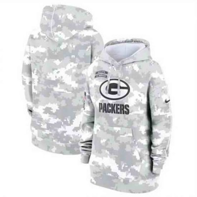 Women Green Bay Packers 2024 Arctic Camo Salute To Service Club Fleece Pullover Hoodie