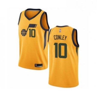 Mens Utah Jazz 10 Mike Conley Authentic Gold Basketball Jersey Statement Edition