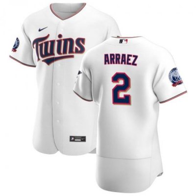 Men Minnesota TWins 2 Luis Arraez Men Nike White Home 2020 60th Season Flex Base Team MLB Jersey