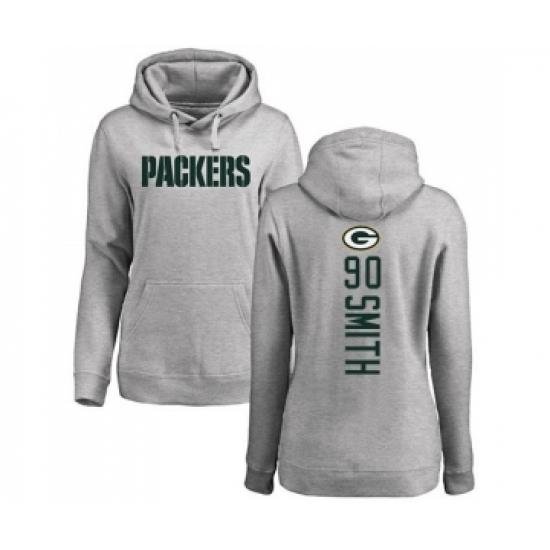 Football Womens Green Bay Packers 90 ZaDarius Smith Ash Backer Hoodie