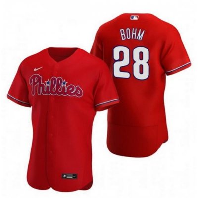 Men Philadelphia Phillies 28 Alec Bohm Red Alternate Jersey