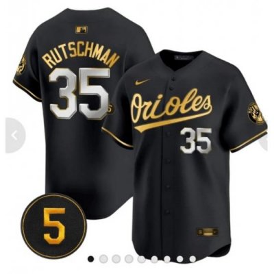 Men Baltimore Orioles 35 Adley Rutschman Black 2024 Home Limited Cool Base Stitched Baseball Jersey