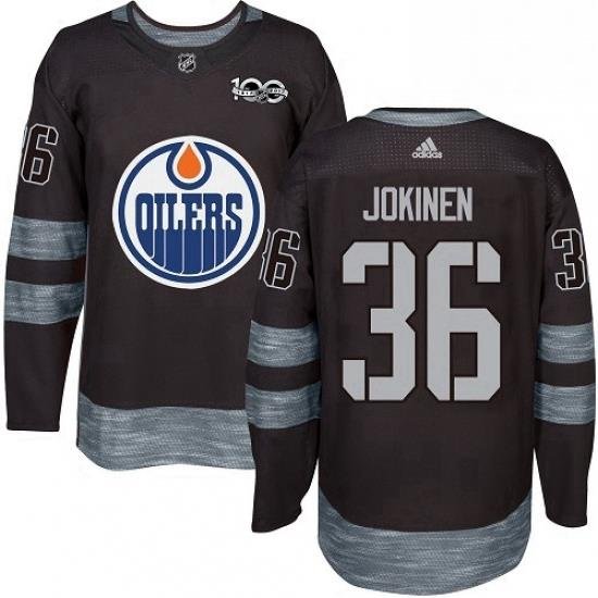 Mens Adidas Edmonton Oilers 36 Jussi Jokinen Authentic Black 1917 2017 100th Anniversary NHL Jersey