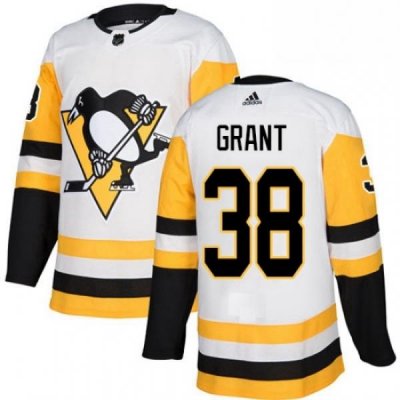 Mens Adidas Pittsburgh Penguins 38 Derek Grant Authentic White Away NHL Jersey