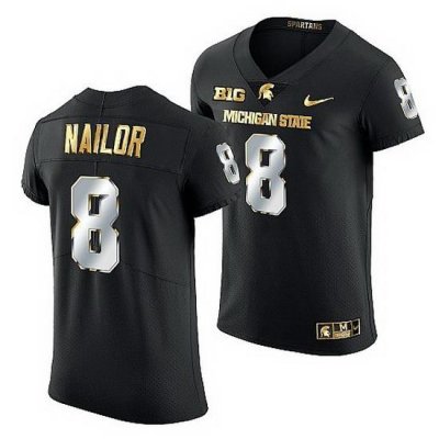 Michigan State Spartans Jalen Nailor 2021 22 Golden Edition Limited Football Black Jersey