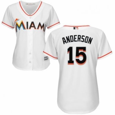 Womens Majestic Miami Marlins 15 Brian Anderson Replica White Home Cool Base MLB Jersey