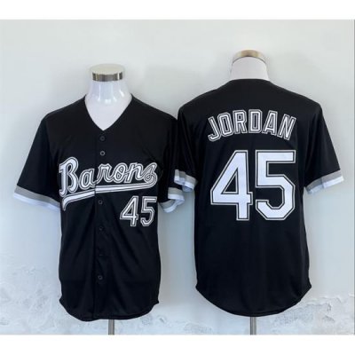 Men Birmingham Barons 45 Michael Jordan Black Throwback Stitched Baseball Jersey