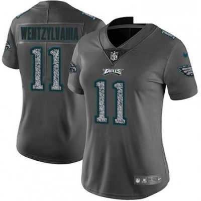 Womens Nike Philadelphia Eagles 11 Carson Wentz Gray Static Wentzylvania Vapor Untouchable Limited NFL Jersey