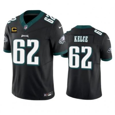 Men Philadelphia Eagles 62 Jason Kelce Black 2023 F U S E  With 4 Star C Patch Vapor Untouchable Limited Stitched Football Jersey