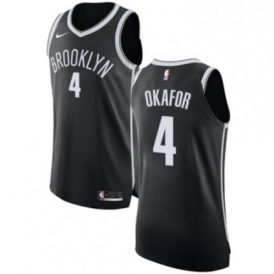 Womens Nike Brooklyn Nets 4 Jahlil Okafor Authentic Black Road NBA Jersey Icon Edition