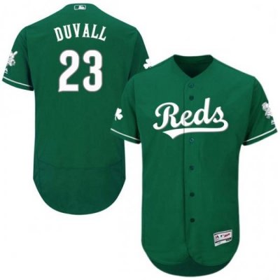 Mens Majestic Cincinnati Reds 23 Adam Duvall Green Celtic Flexbase Authentic Collection MLB Jersey