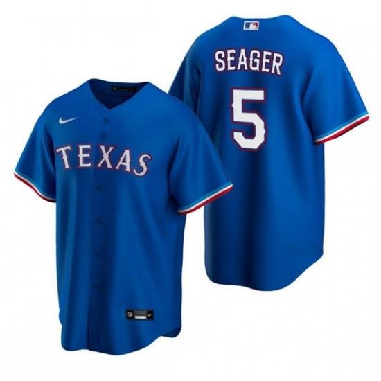 Men Texas Rangers 5 Corey Seager Blue Cool Base Stitched Baseball Jersey