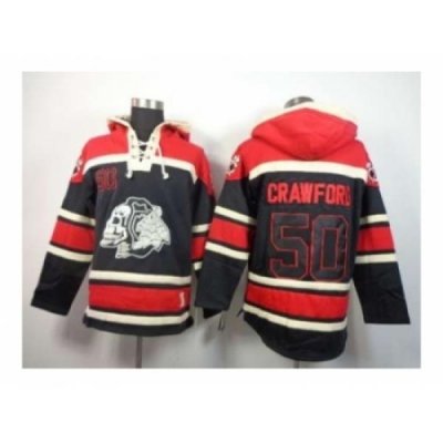 Chicago Blackhawks #50 Crawford red-black[pullover hooded sweatshirt][the skeleton head]