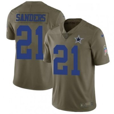 Youth Nike Dallas Cowboys 21 Deion Sanders Limited Olive 2017 Salute to Service NFL Jersey