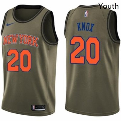 Youth Nike New York Knicks 20 Kevin Knox Swingman Green Salute to Service NBA Jersey