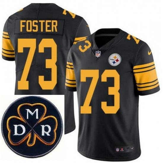 Men's Nike Pittsburgh Steelers #73 Ramon Foster Elite Black Rush NFL MDR Dan Rooney Patch Jersey