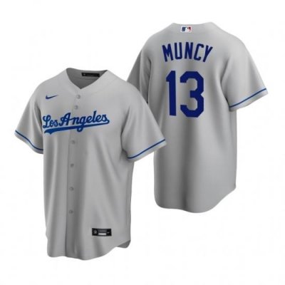 Mens Nike Los Angeles Dodgers 13 Max Muncy Gray Road Stitched Baseball Jersey