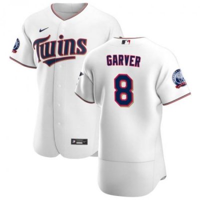 Men Minnesota TWins 8 Mitch Garver Men Nike White Home 2020 60th Season Flex Base Team MLB Jersey