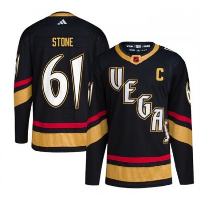 Men Vegas Golden Knights 61 Mark Stone Black 2022 23 Reverse Retro Stitched Jersey