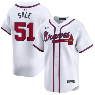 Men Atlanta Braves 51 Chris Sale White 2024 Home Limited Stitched Baseball Jersey