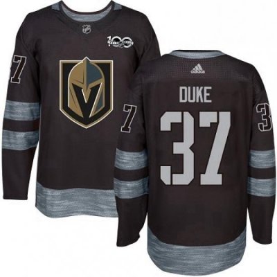 Mens Adidas Vegas Golden Knights 37 Reid Duke Authentic Black 1917 2017 100th Anniversary NHL Jersey