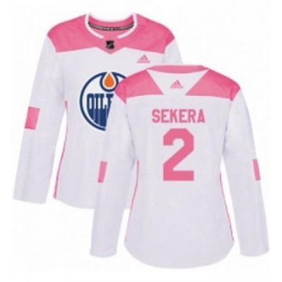 Womens Adidas Edmonton Oilers 2 Andrej Sekera Authentic WhitePink Fashion NHL Jersey