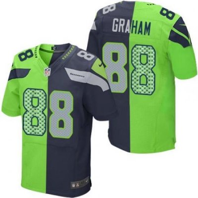 Nike Seahawks #88 Jimmy Graham Steel Blue Green Mens Stitched NFL Elite Split Jersey